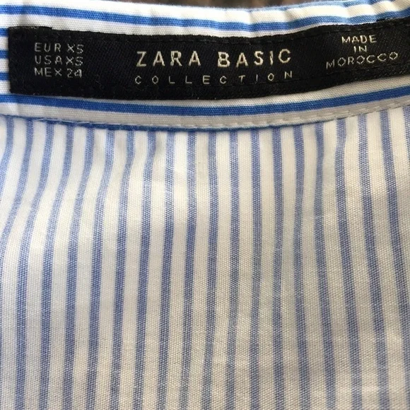 Zara Basic Floral Blue Striped Romper - Picture 9 of 10